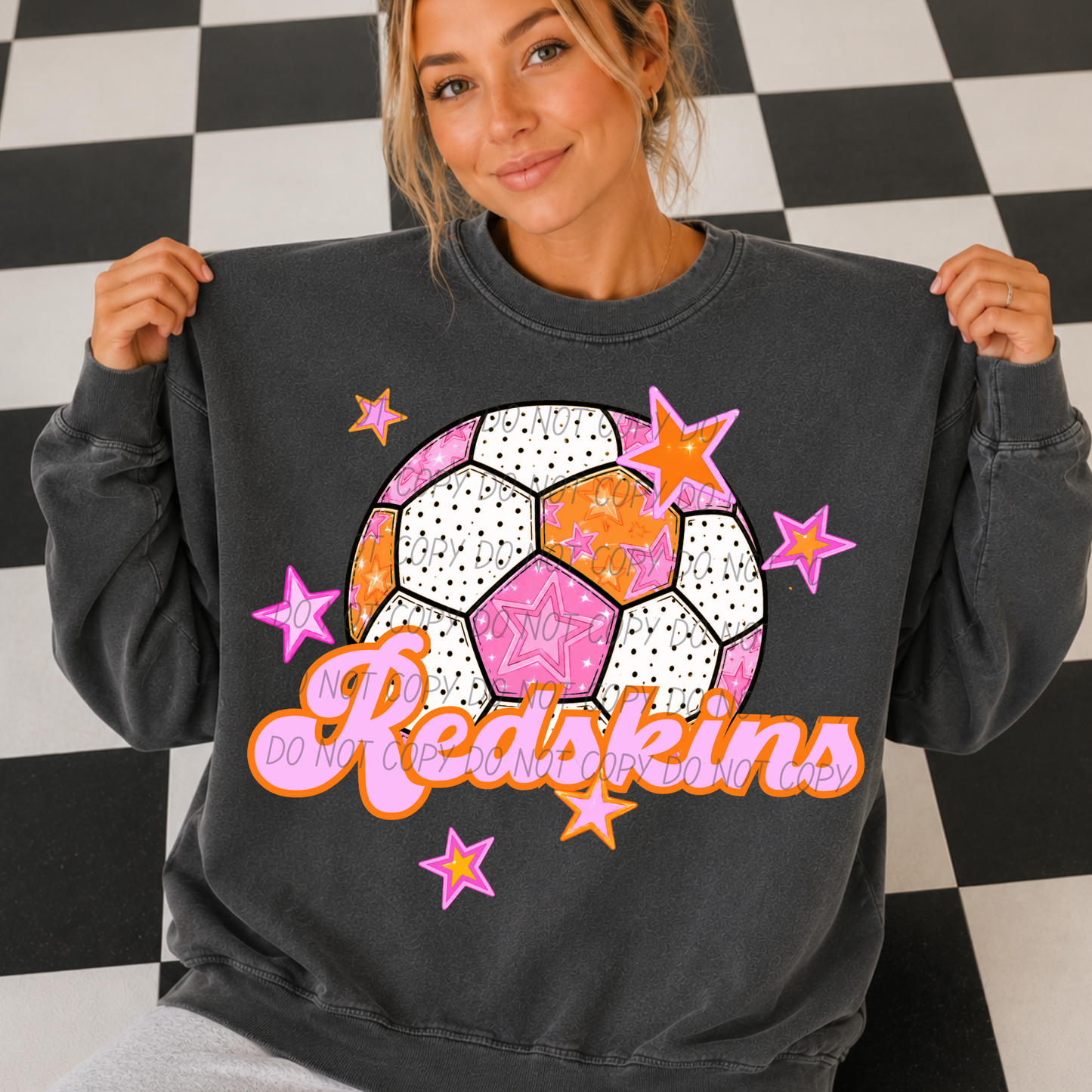 Soccer Pink Orange Stars Mascot (Dropdown)- DTF&UV