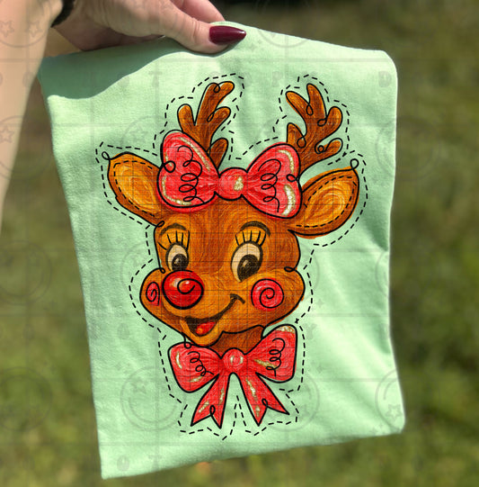 REINDEER WITH BOWS  -DTF&UV