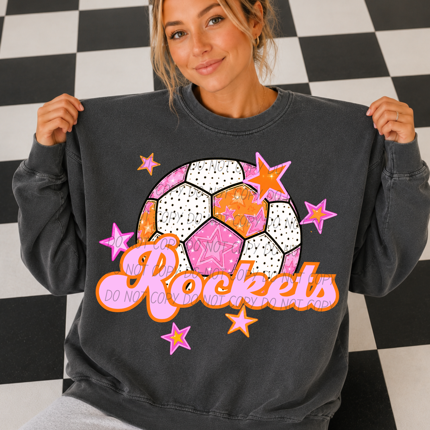 Soccer Pink Orange Stars Mascot (Dropdown)- DTF&UV