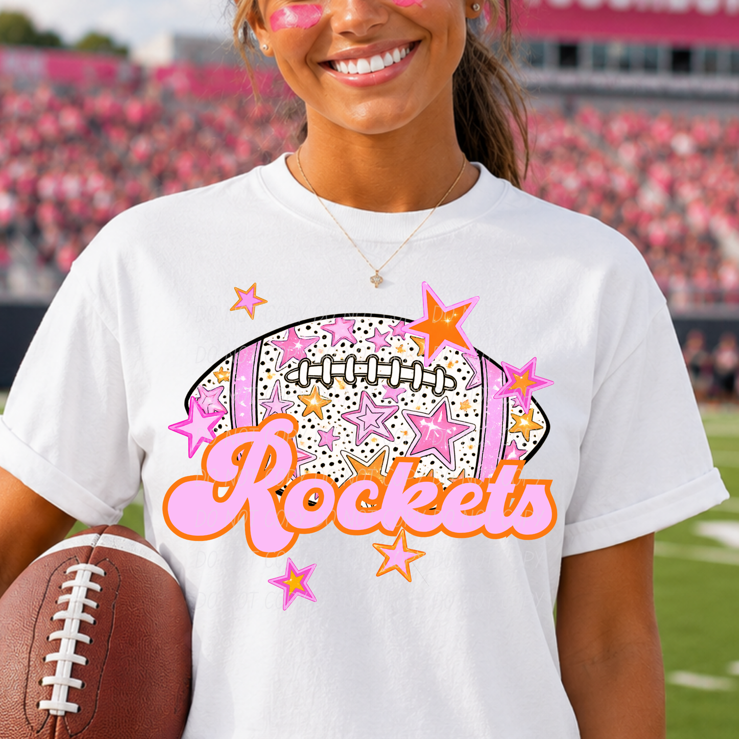 Football Pink Orange Stars Mascot (Dropdown)- DTF&UV