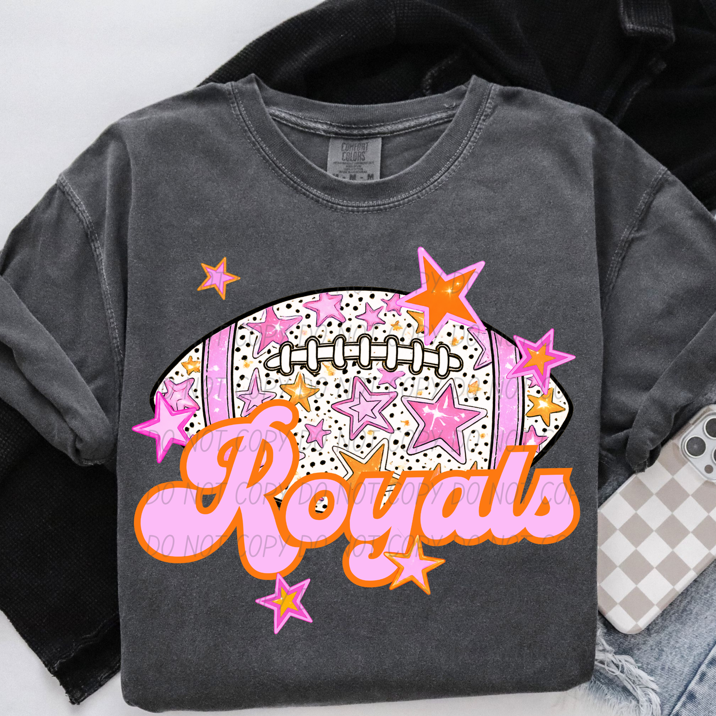 Football Pink Orange Stars Mascot (Dropdown)- DTF&UV