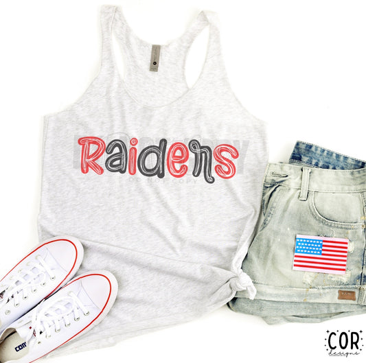 Raiders Red & Black W Wht - DTF