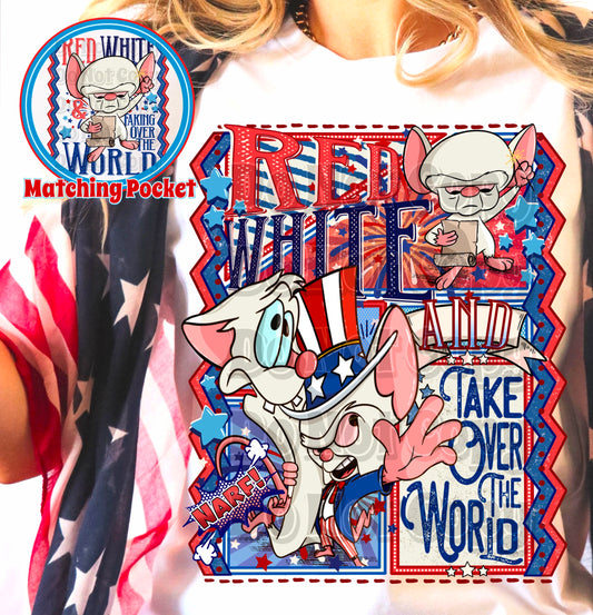 Red White And Take Over The World Pocket - DTF