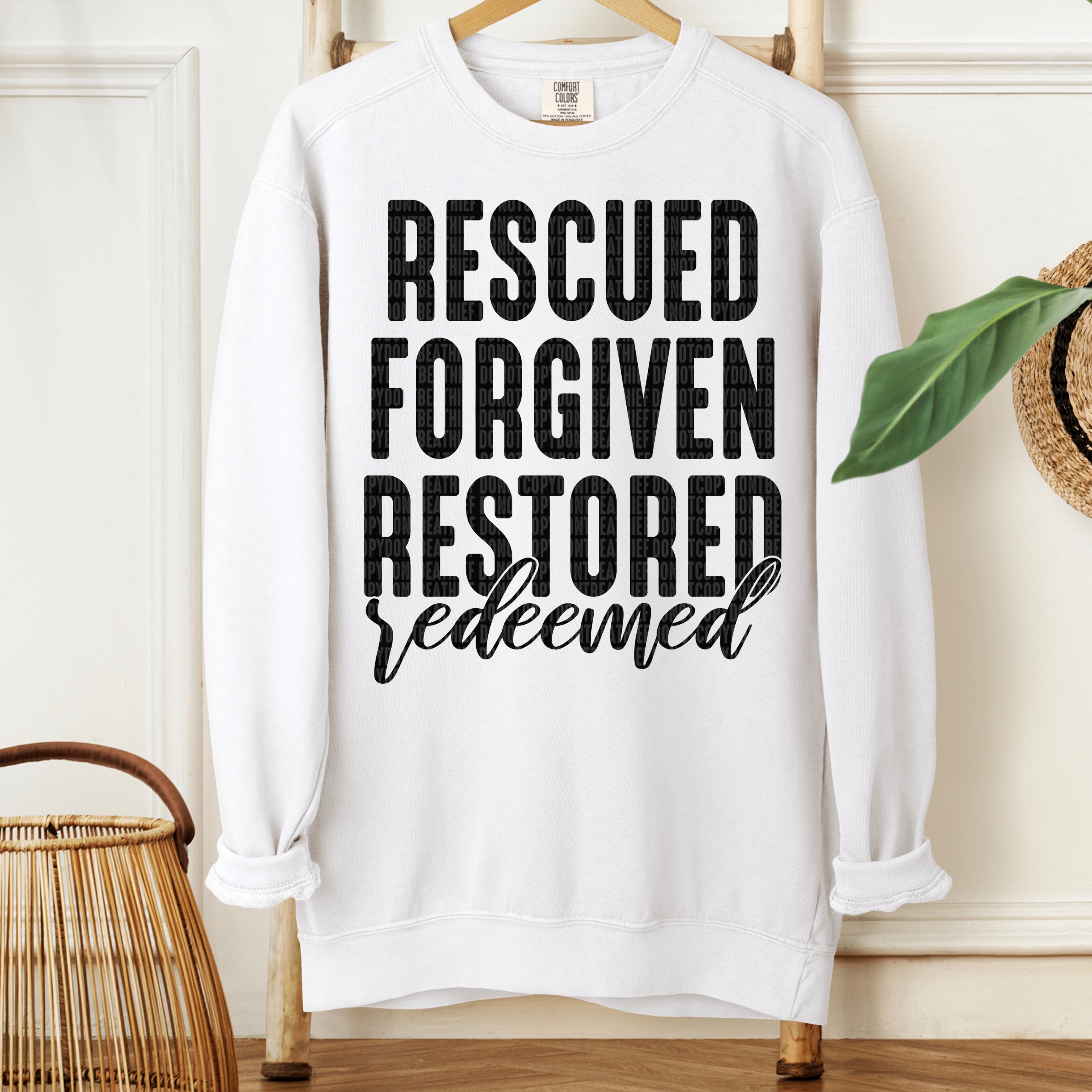 Rescued Forgiven Restored Redeemed(Font Color/Dropdown)-DTF&UV ...