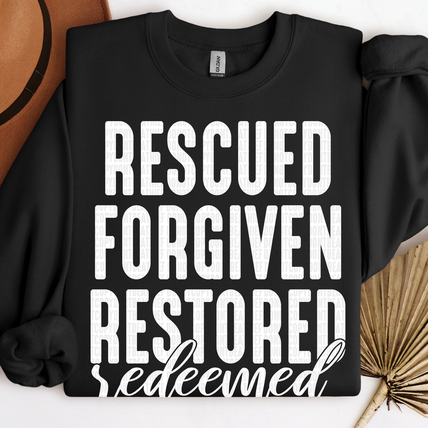 Rescued Forgiven Restored Redeemed(Font Color/Dropdown)-DTF&UV