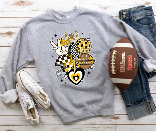 Retro Football New Black Yellow-DTF