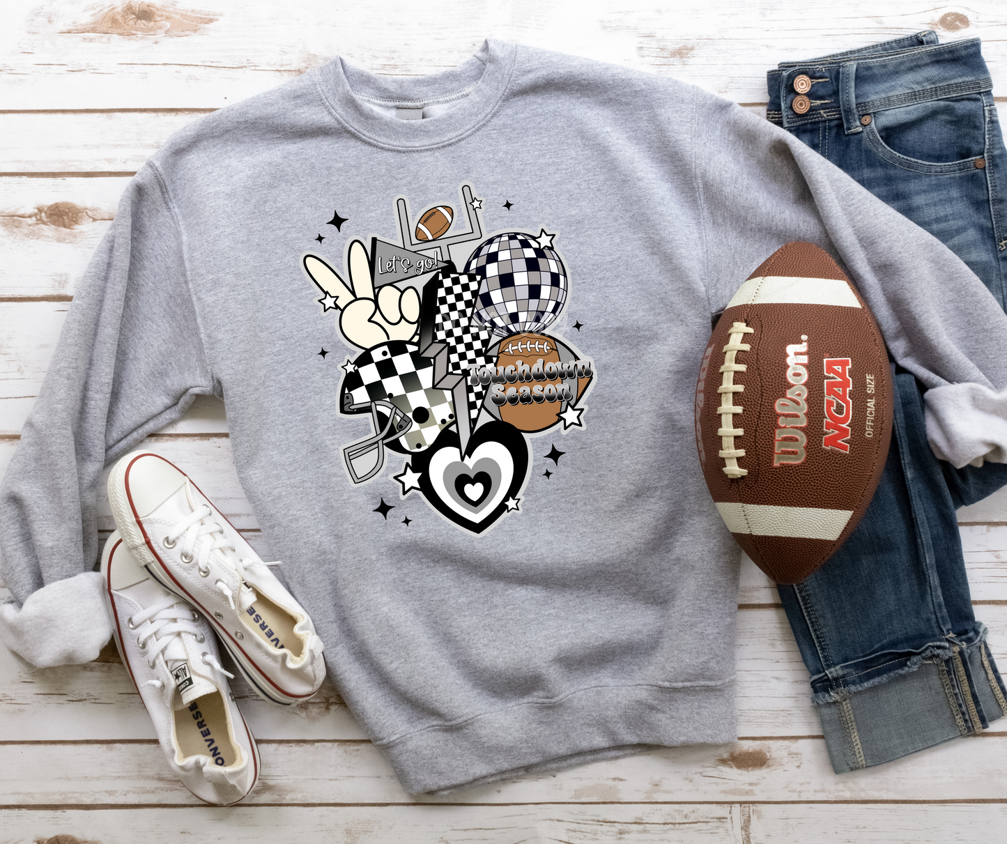 Retro Football New Black and Silver-DTF