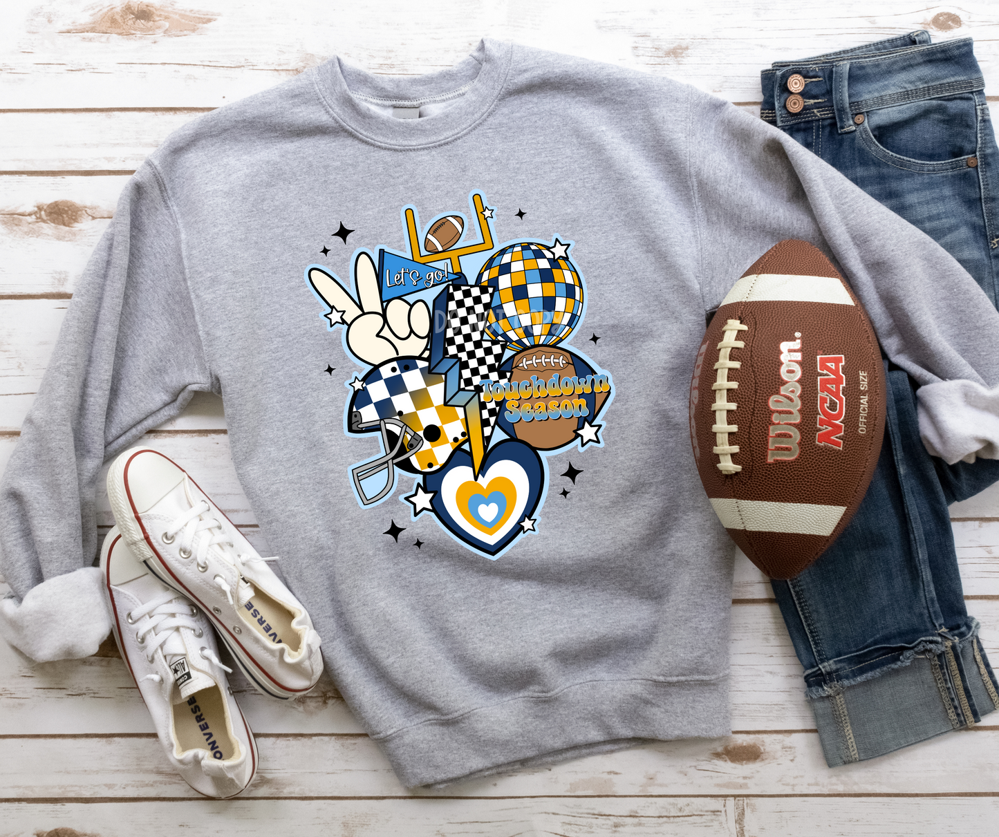 Retro Football New Blue Yellow-DTF