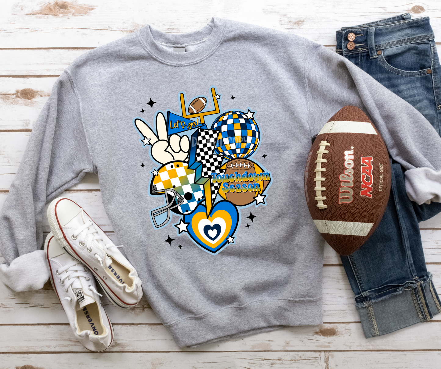 Retro Football New Blue Yellow 1-DTF