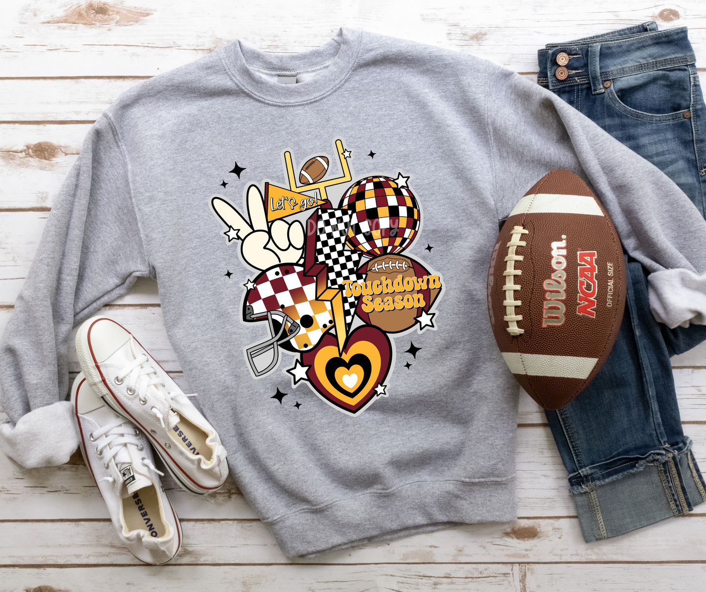 Retro Football New Maroon Yellow-DTF