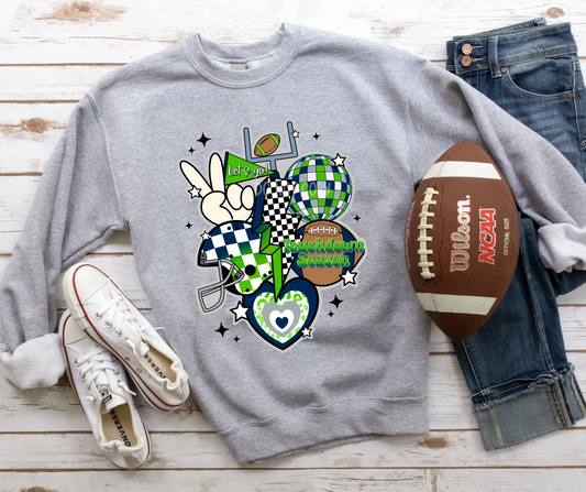 Retro Football New Navy Green-DTF