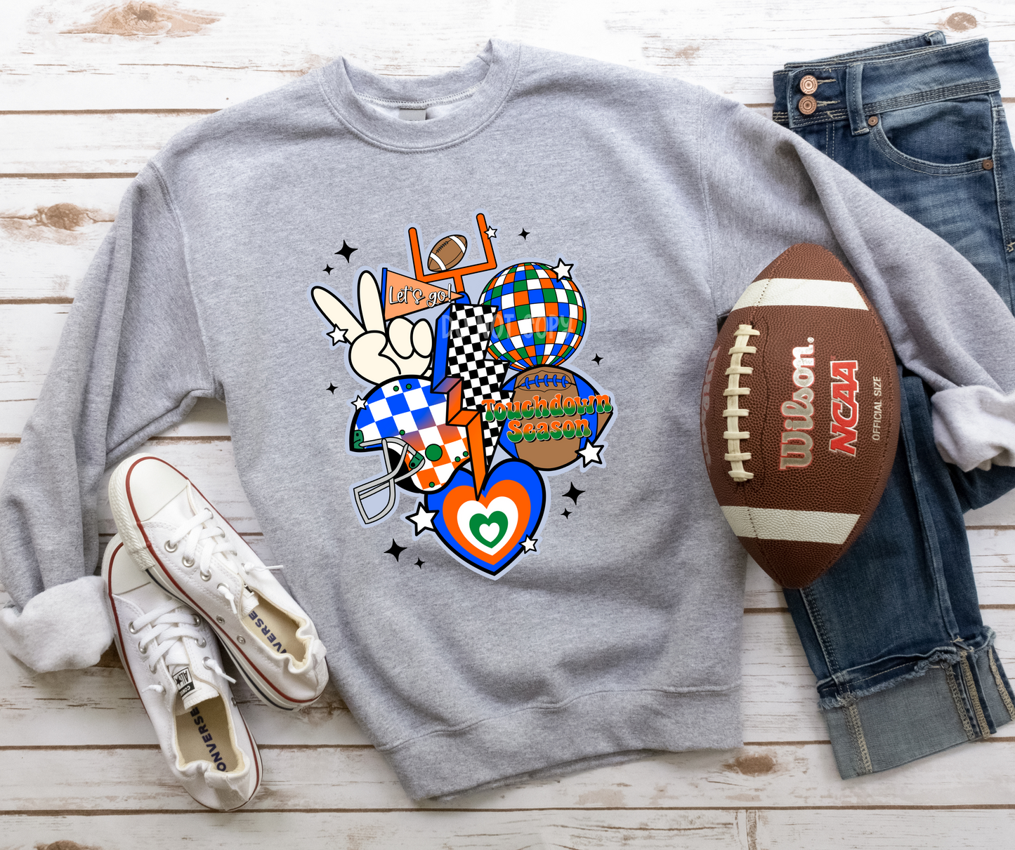 Retro Football New Orange Green Blue-DTF