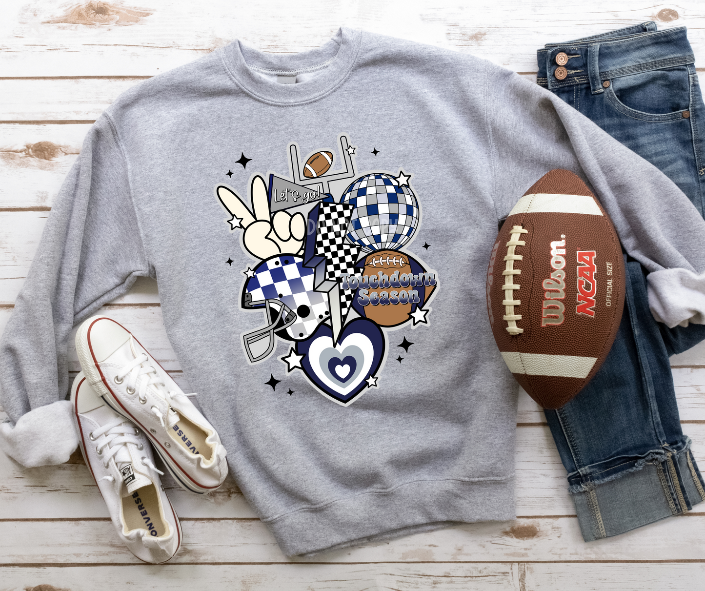 Retro Football New navy silver-DTF