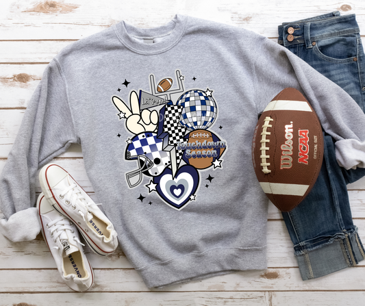 Retro Football New navy silver-DTF