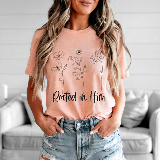Rooted in Him flowers sketch-DTF