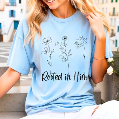 Rooted in Him flowers sketch-DTF