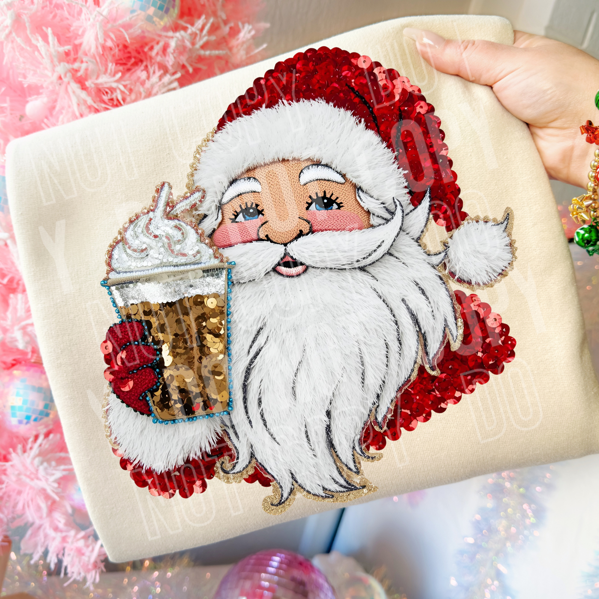 Santa Coffee Sequins- DTF&UV