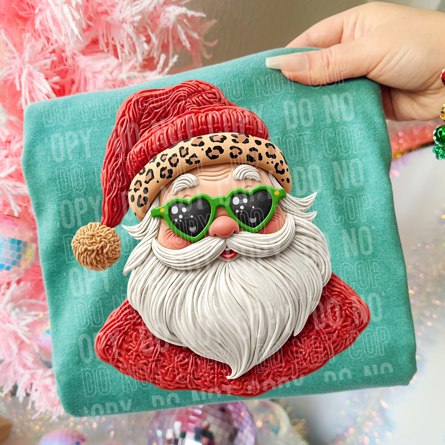 Santa Faux Leopard Hat - DTF&UV