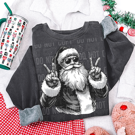 Santa peace black and white- DTF&UV