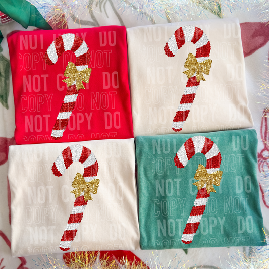 Sequin candy cane- DTF&UV