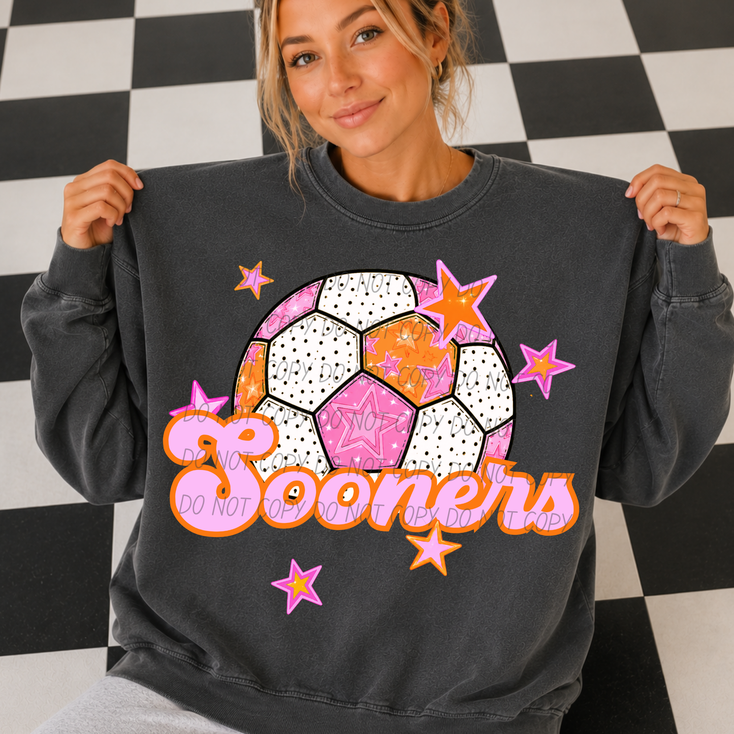 Soccer Pink Orange Stars Mascot (Dropdown)- DTF&UV