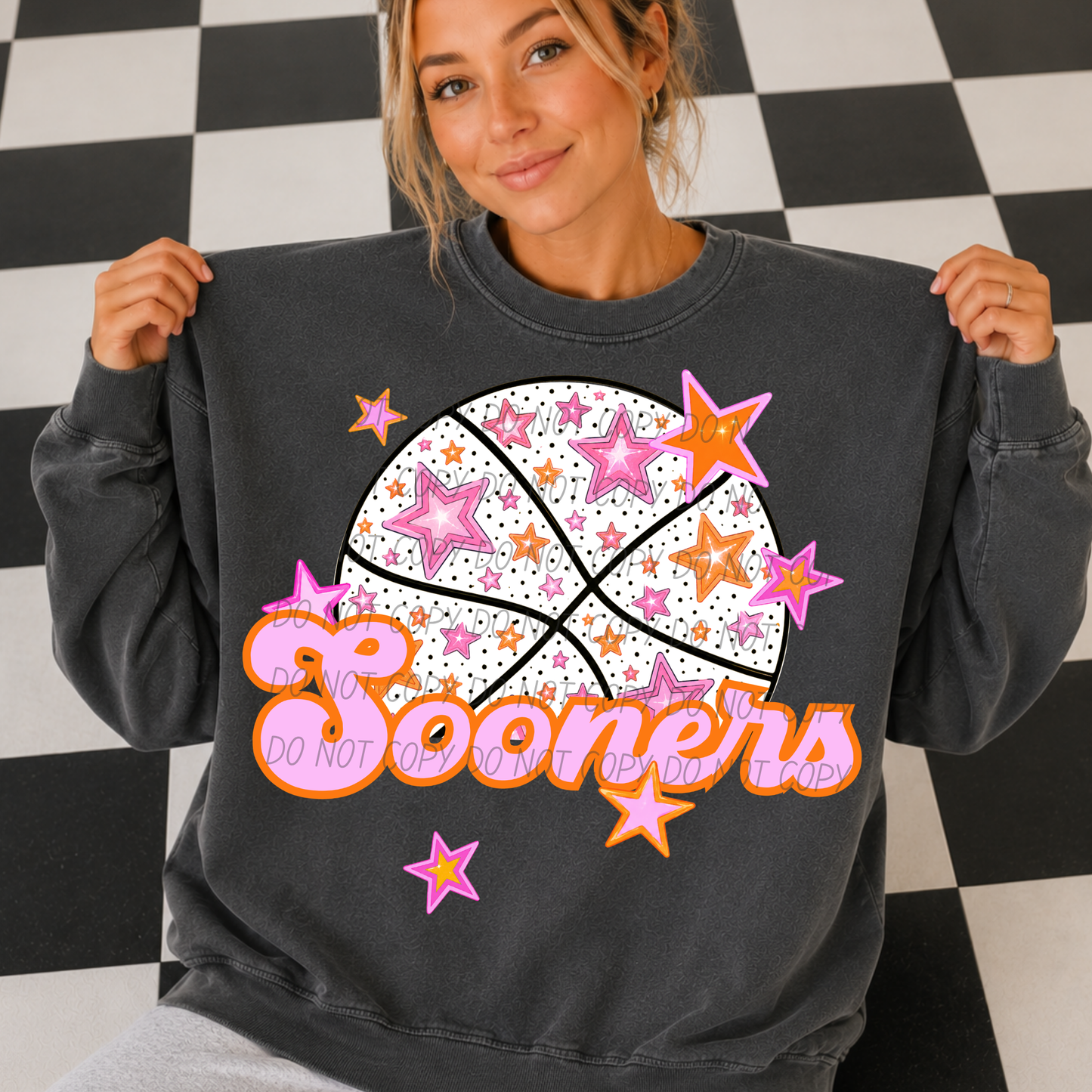 Basketball Pink Orange Stars Mascot (Dropdown)- DTF&UV