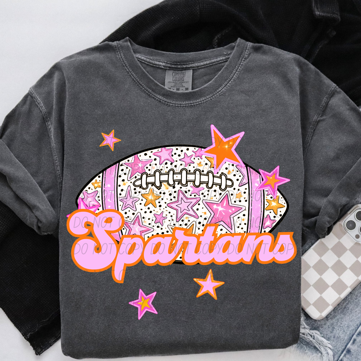 Football Pink Orange Stars Mascot (Dropdown)- DTF&UV