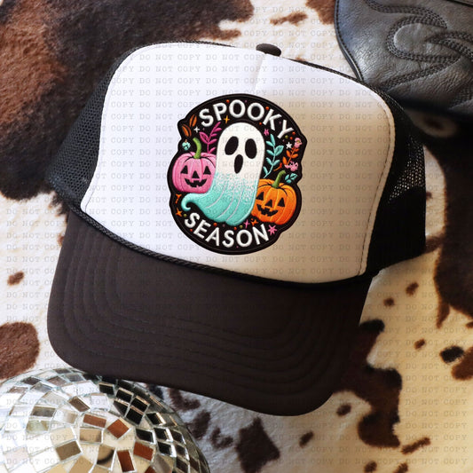 Spooky Season Ghosty 2 Faux Hat Patch - DTF