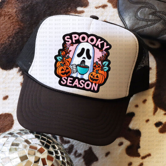 Spooky Season Ghosty 4 Faux Hat Patch - DTF