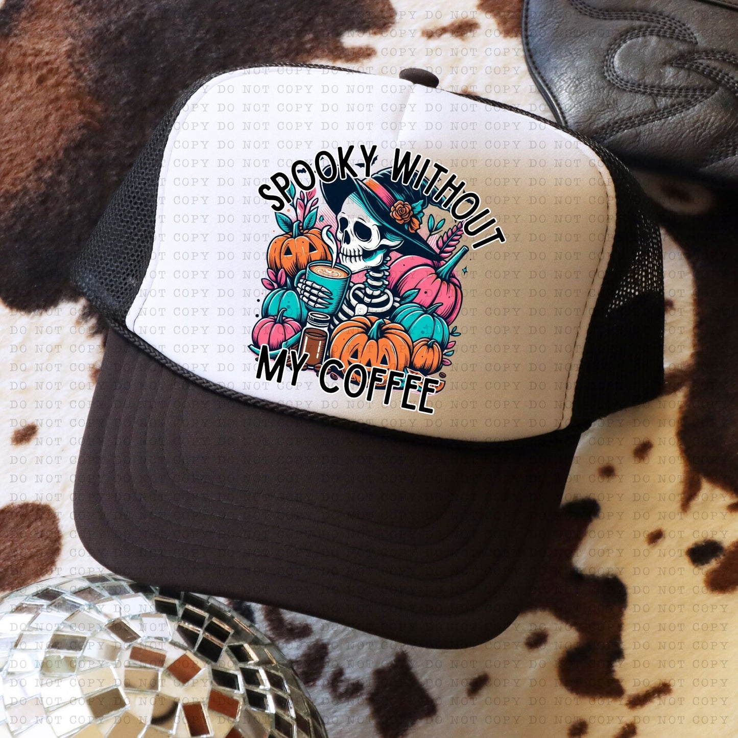 Spooky Without My Coffee Faux Hat Patch - DTF