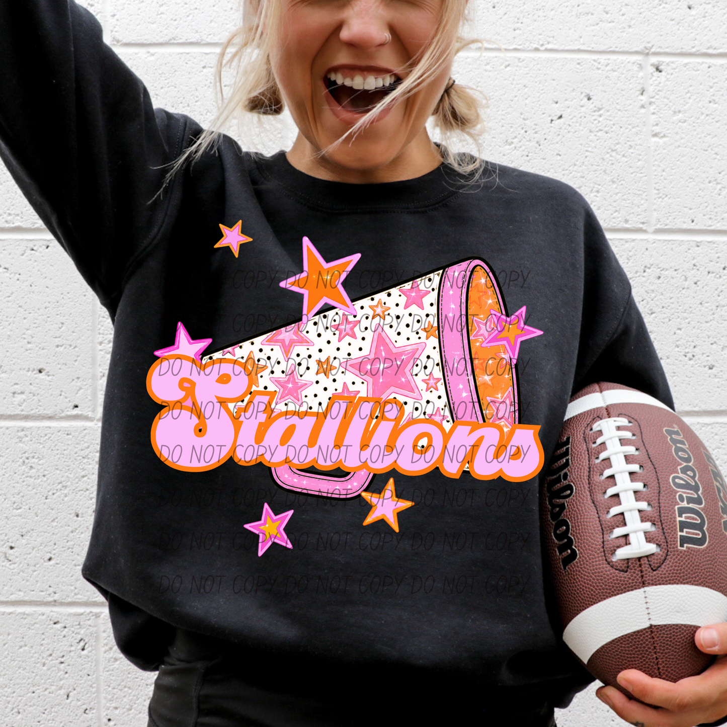 CHEER Pink Orange Stars Mascot (Dropdown)- DTF&UV