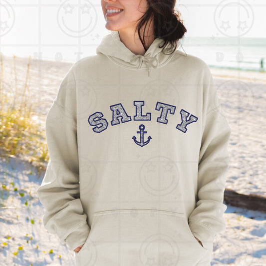 Salty Navy blue faux emb -DTF .