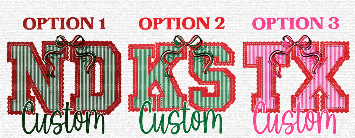 Custom Prepster Christmas Two letter Holiday: STATE, INITIALS ETC. -DTF&UV
