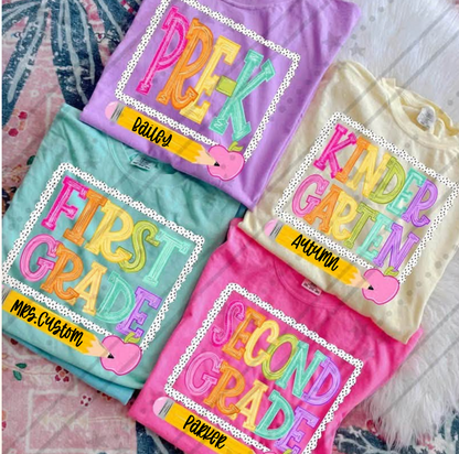 Back to school Dot (grade level-dropdown)- CUSTOM -DTF&UV