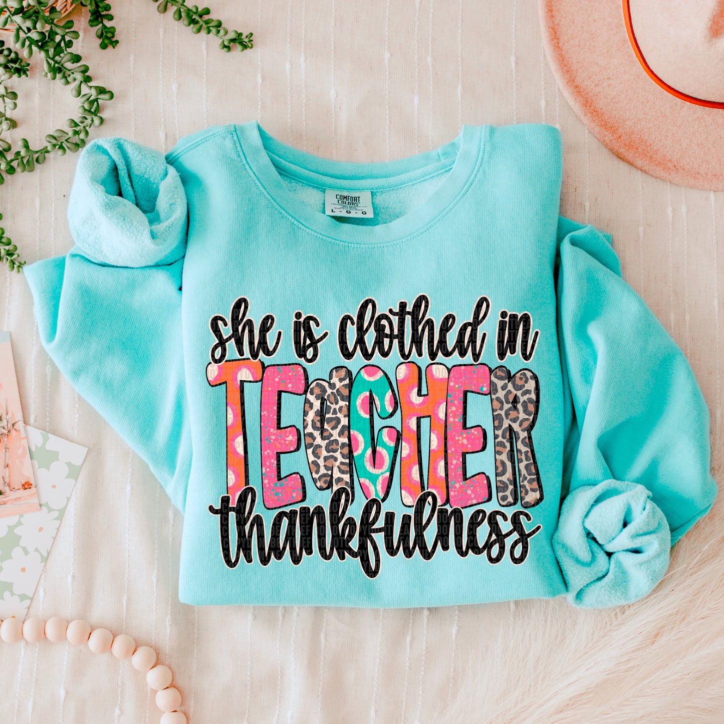 She is Clothed in Thankfulness Teacher-DTF