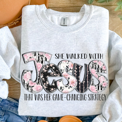 She walked with Jesus-DTF