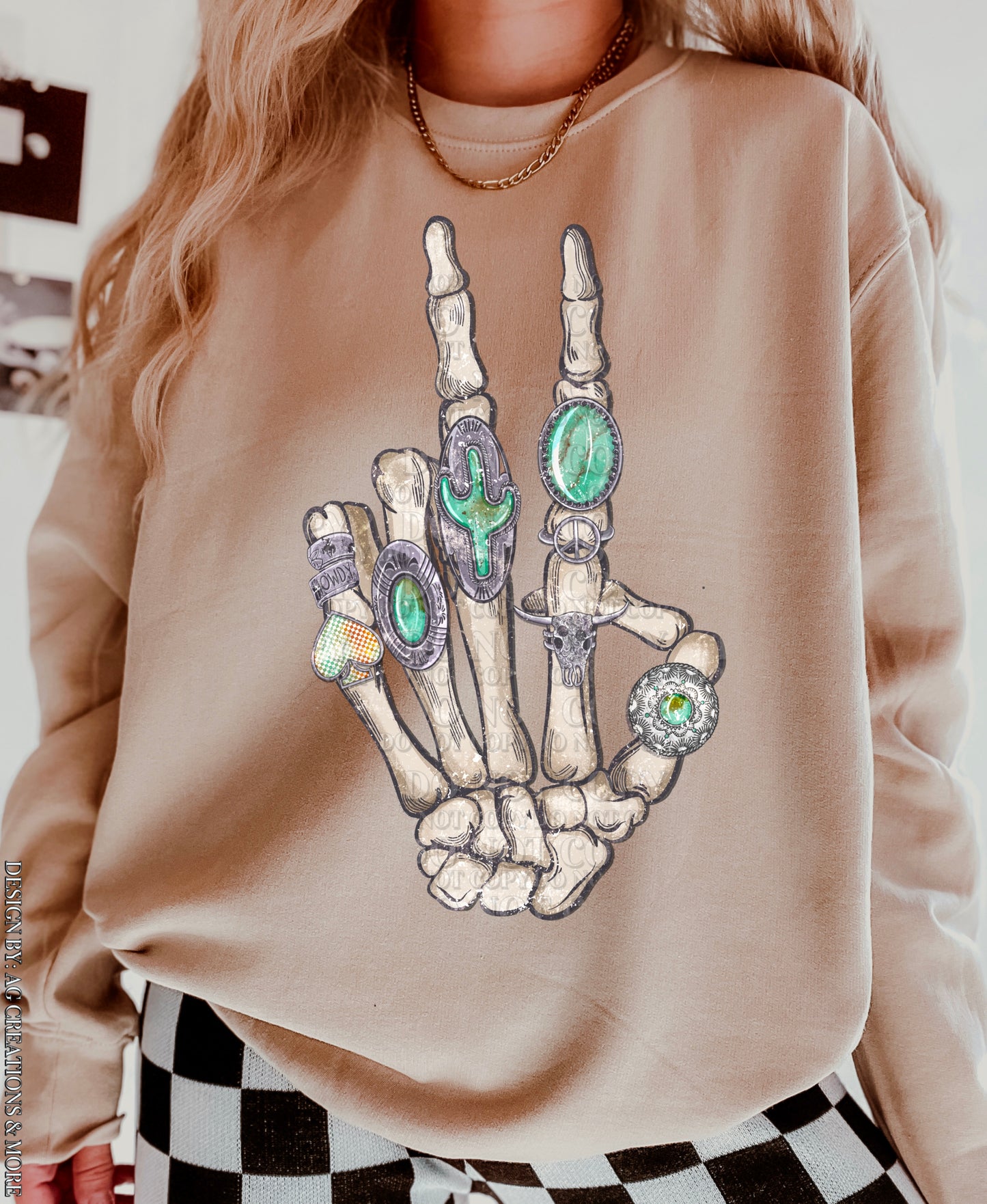 Skelly hand with turquoise - DTF