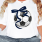 Soccer Ball Navy Bow -DTF