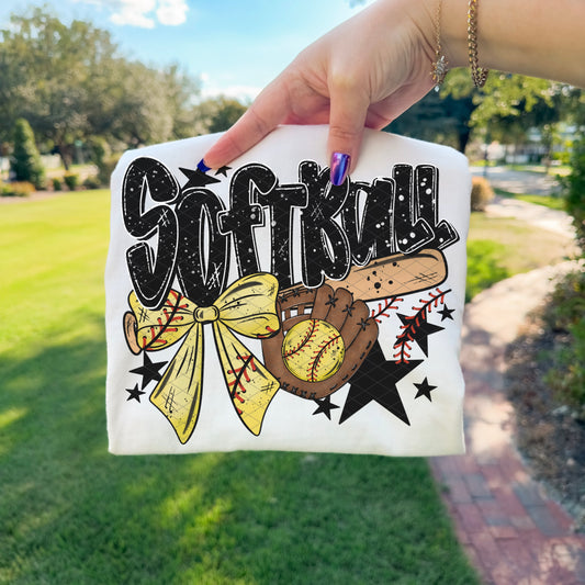 Softball bow and Bat- DTF&UV