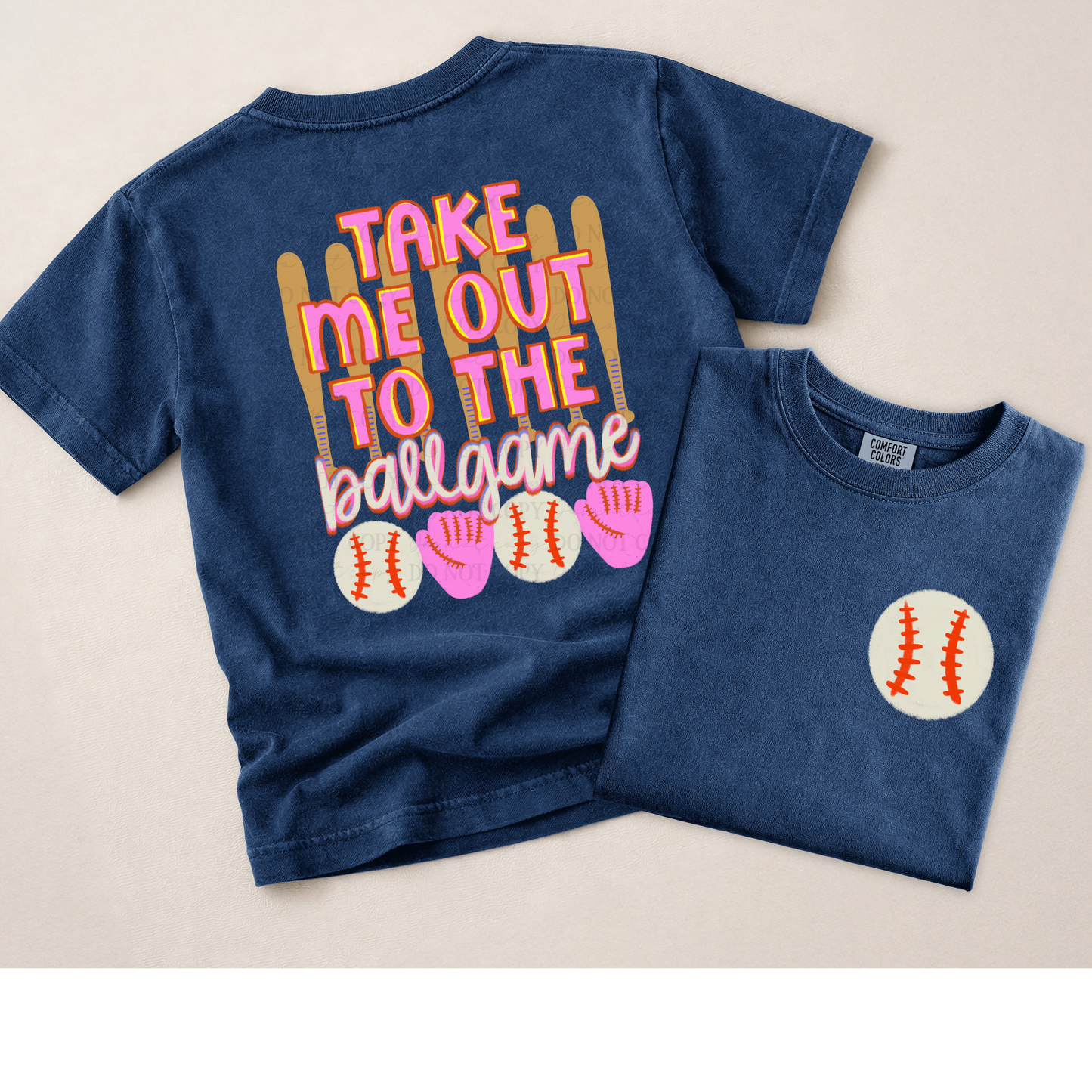 TAKE ME OUT TO THE BALL GAME PINK WITH POCKET -DTF&UV