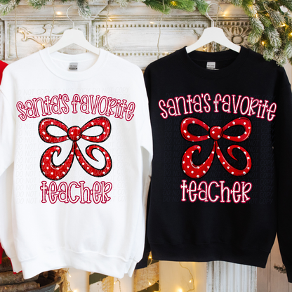 Santas Favorite red dot bow (Dropdown)-DTF&UV