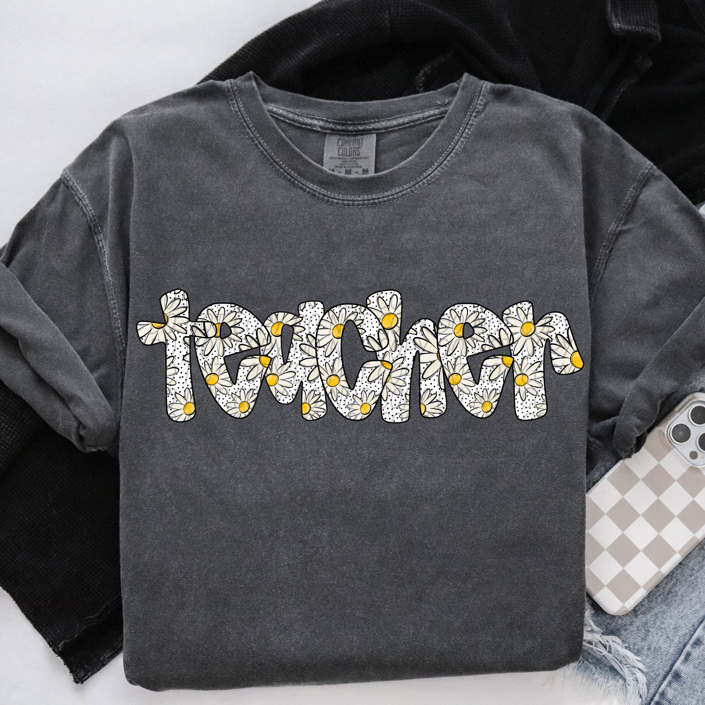 teacher daisies in letters-DTF