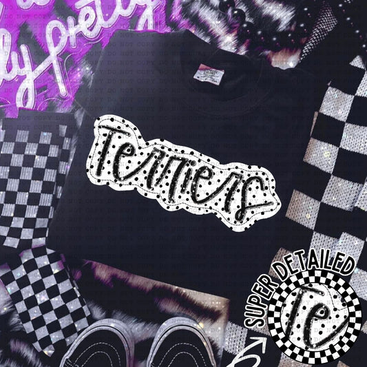 Terriers Black And White Polka Dot Faux Stitch - DTF