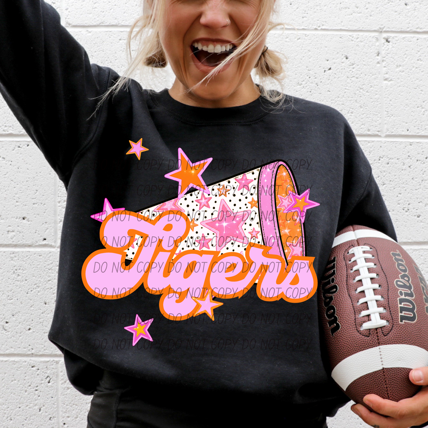 CHEER Pink Orange Stars Mascot (Dropdown)- DTF&UV