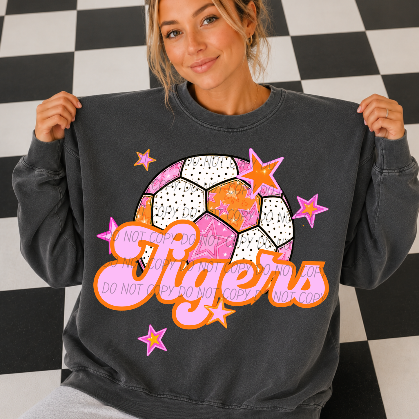 Soccer Pink Orange Stars Mascot (Dropdown)- DTF&UV
