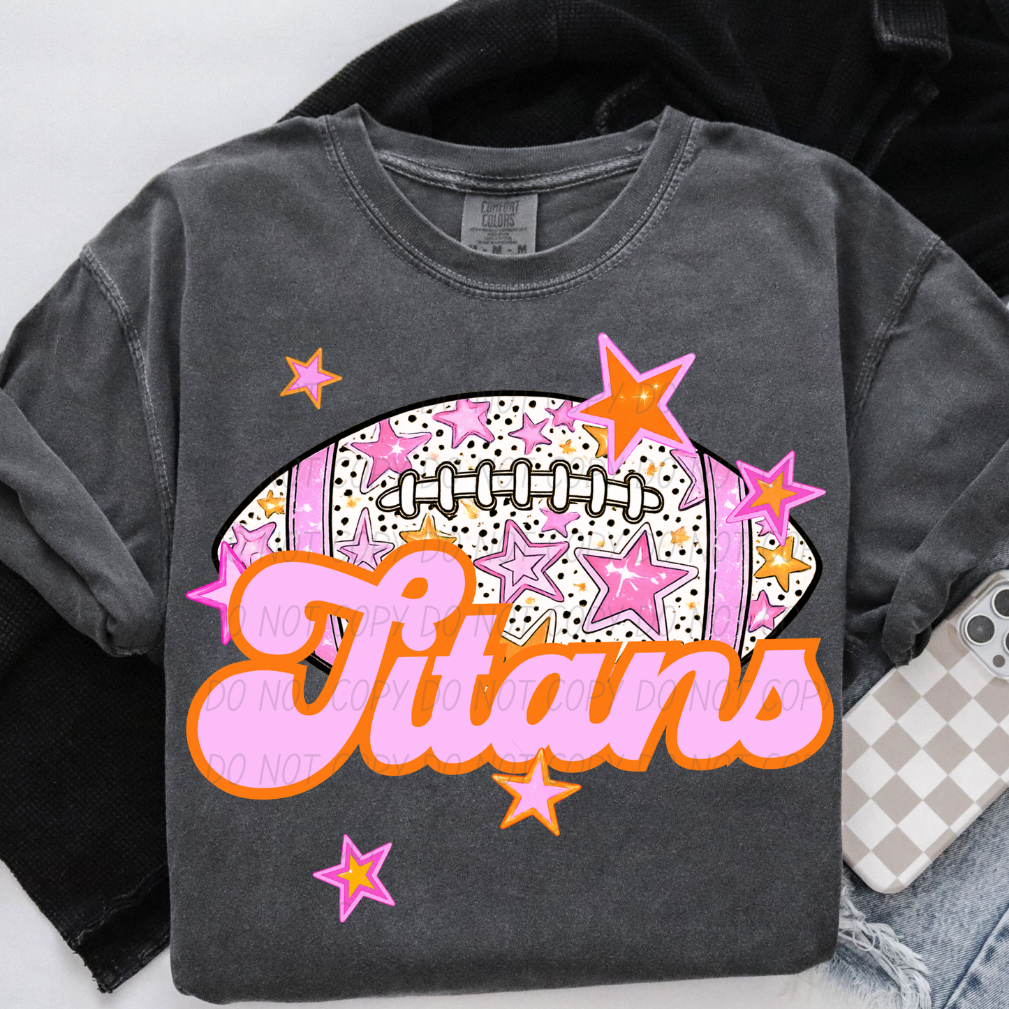 Football Pink Orange Stars Mascot (Dropdown)- DTF&UV