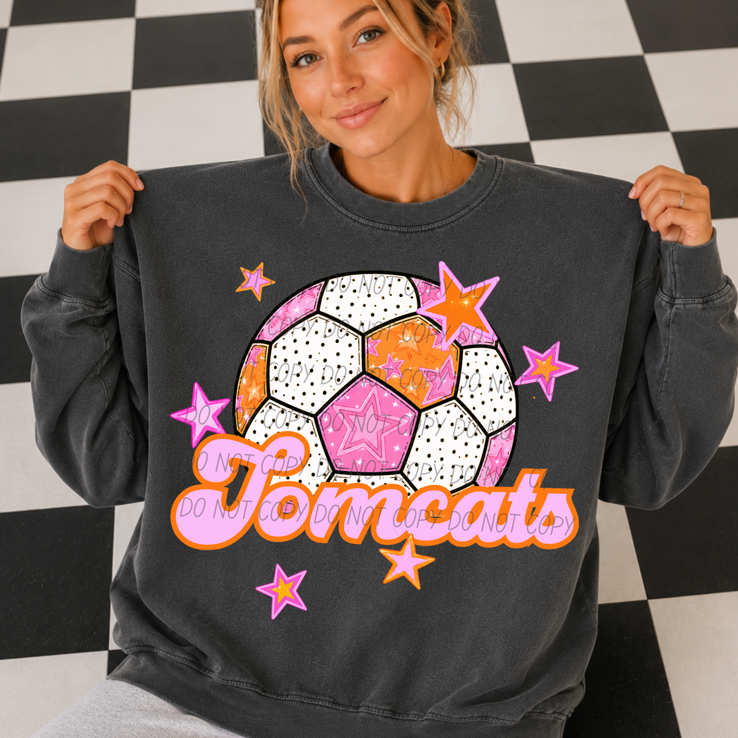 Soccer Pink Orange Stars Mascot (Dropdown)- DTF&UV