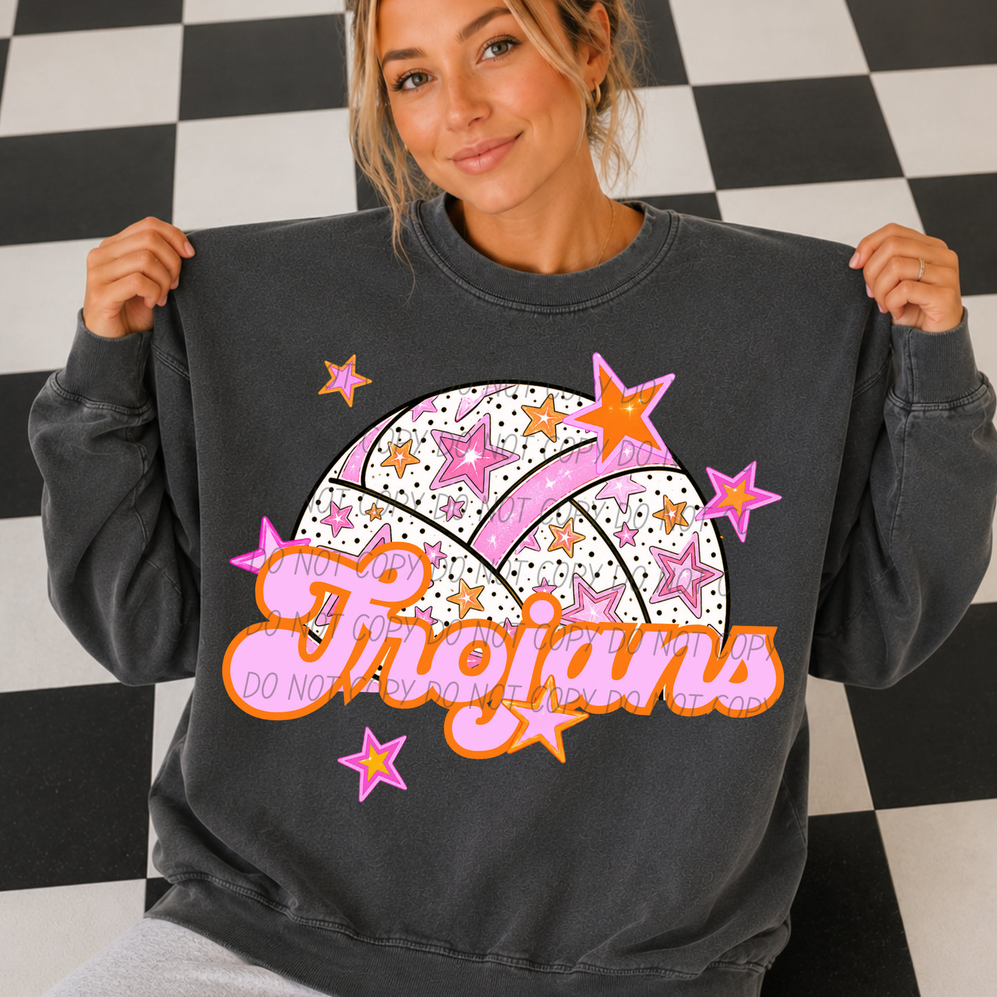 Volleyball Pink Orange Stars Mascot (Dropdown)- DTF&UV