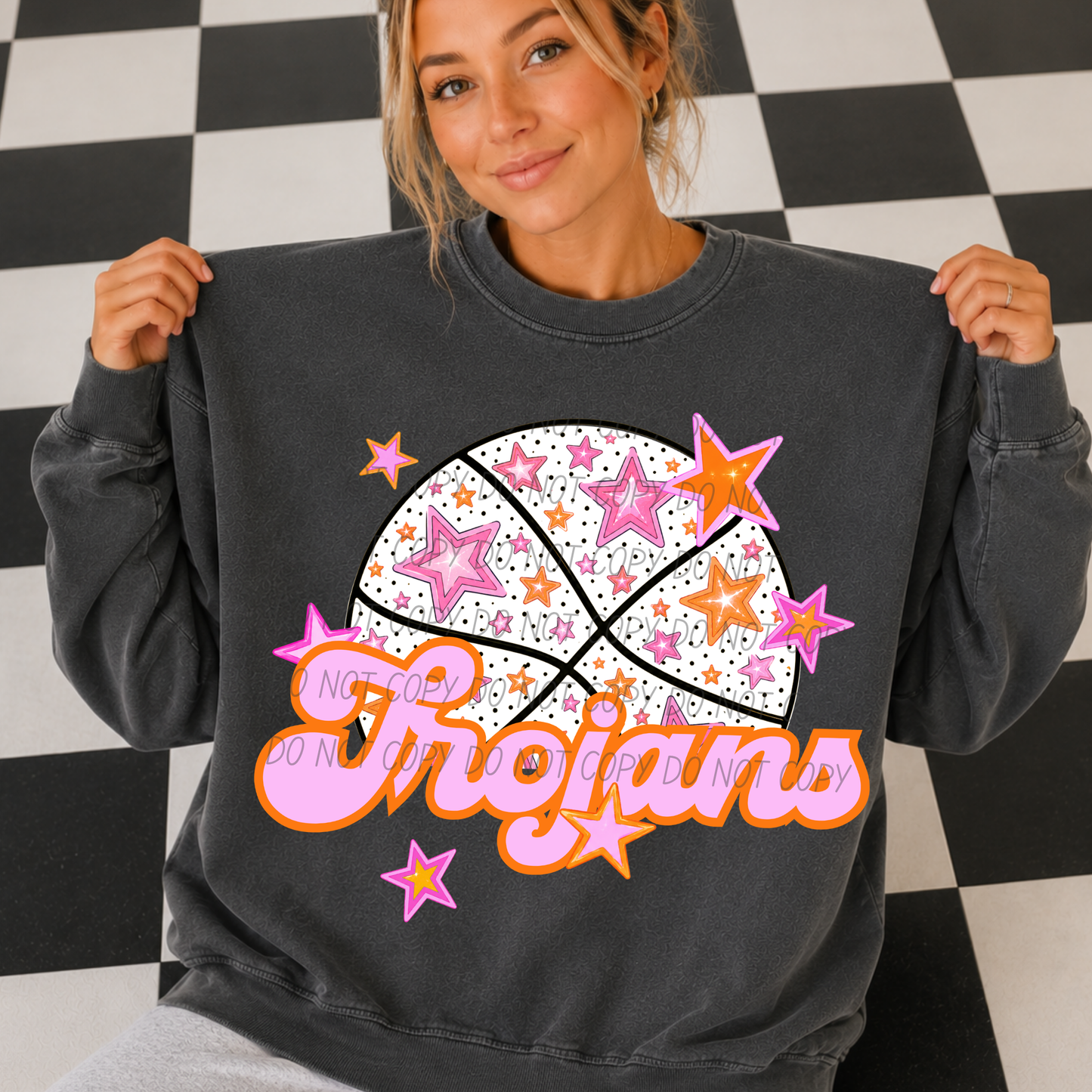 Basketball Pink Orange Stars Mascot (Dropdown)- DTF&UV