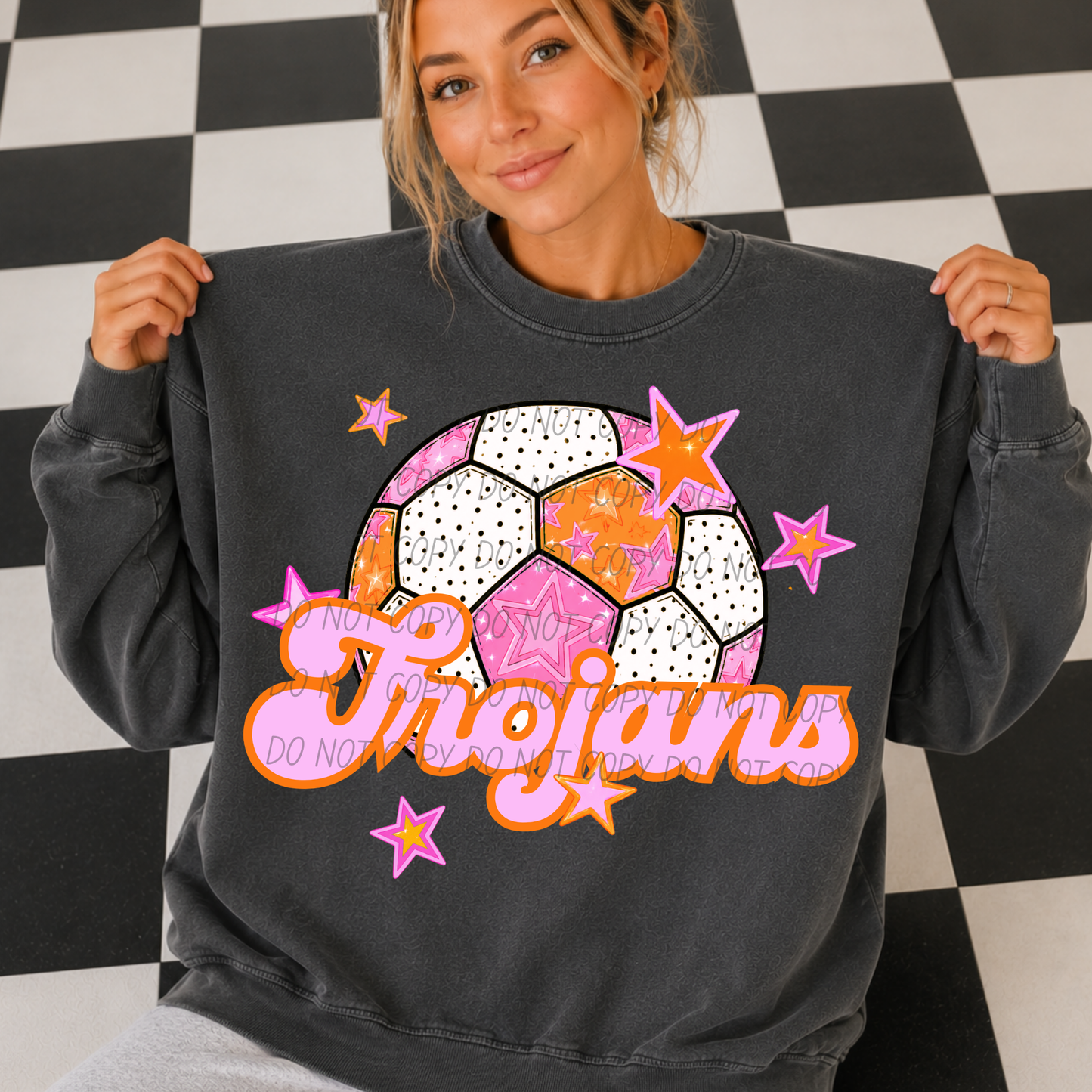 Soccer Pink Orange Stars Mascot (Dropdown)- DTF&UV